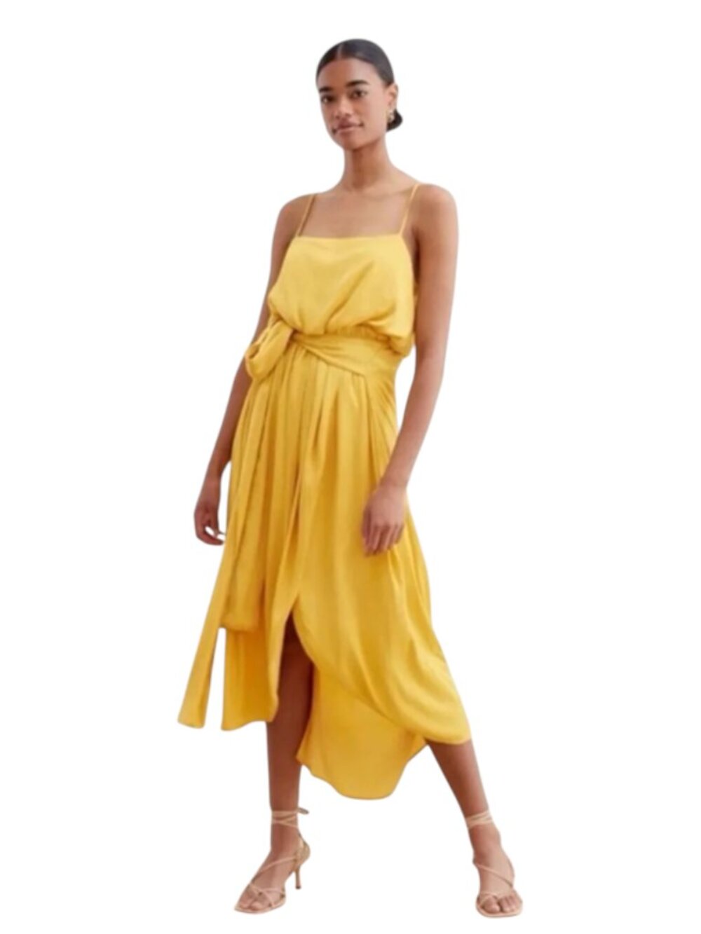 Modern Citizen Mila Layered Tank Dress Womens Medium Marigold Sleeveless Yellow